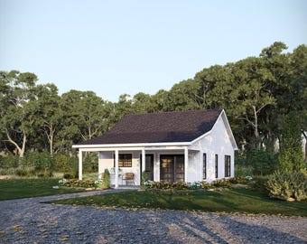 24' x 28' Poolside Guest Suite House Plan | 1 Bedroom 1 Bath Small Home | 672 SF Blueprint PDF (Turn Down Slab Foundation)
