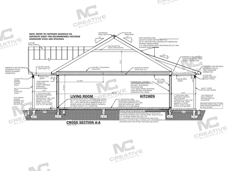 50' X 28.5' Pinebark Ranch House Plan | 3 Bedroom 2 Bath Single Story ...
