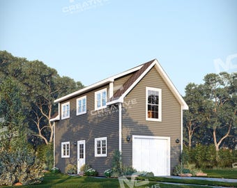 Cobertizo de lujo Cedarcrest de 4,9 m x 9,1 m con altillo (invertido) / Garaje y taller de dos plantas / Plano de 72,8 m² (PDF, cimientos de hormigón)