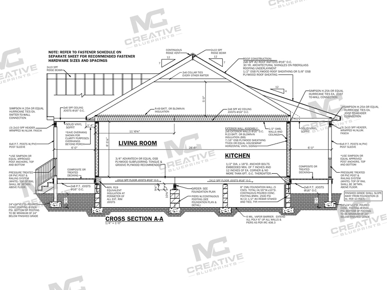 50' X 28.5' Pinebark Ranch House Plan | 3 Bedroom 2 Bath Single Story ...