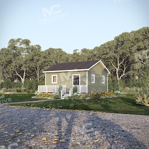20&#39; x 20&#39; Willow Roost Cabin Plan | Guest Bunkhouse or Airbnb Retreat | 405 SF Blueprint PDF (Crawlspace Foundation)