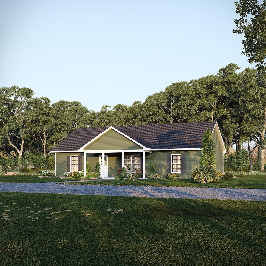50' X 28.5' Pinebark Ranch House Plan | 3 Bedroom 2 Bath Single Story ...