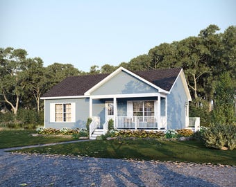 36' x 25' Magnolia Cottage House Plan | 2 Bedroom 1 Bath Single Story Home | 910 SF Blueprint PDF (Crawlspace Foundation)