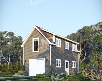 Cobertizo de lujo Cedarcrest de 4,9 m x 9,1 m con altillo, garaje de dos plantas y taller, 72,5 m² (plano en PDF, cimentación de hormigón)