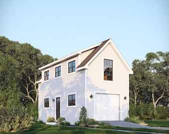 Cobertizo de lujo Cedarcrest de 4,9 m x 9,1 m con altillo (invertido) / Garaje y taller de 2 plantas / Plano de 72,8 m² (PDF, cimientos de vigas de madera)