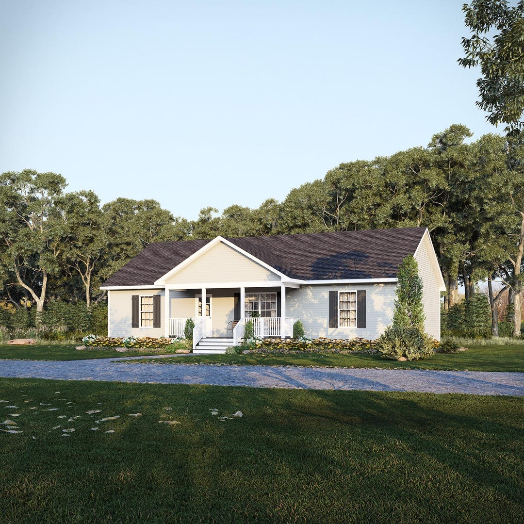 50' X 28.5' Pinebark Ranch House Plan | 3 Bedroom 2 Bath Single Story ...