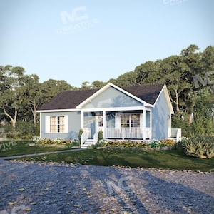 36' x 25' Magnolia Cottage House Plan | 2 Bedroom 1 Bath Single Story Home | 910 SF Blueprint PDF (Crawlspace Foundation)