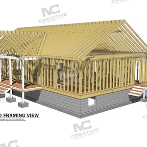 50' X 28.5' Pinebark Ranch House Plan (reversed) | 3 Bedroom 2 Bath ...