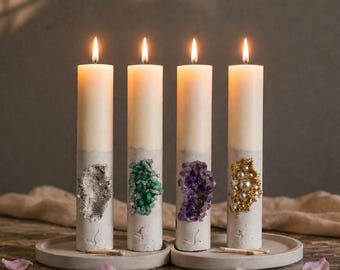 Stone Decor Candle, Geode Pillar Candle for Modern Home Decor
