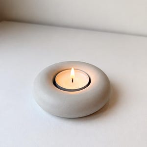 Minimalist Concrete Candle Holder, Modern Tealight Holder for Neutral Decor