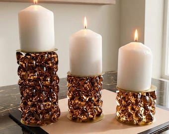 Amber Glass Candle Holder • Luxury Crystal Pedestal • Modern Table Decor & Home Gift