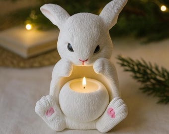 Weihnachtskerzenhalter | Luxus Winter Herzstück | Nordisches Wohndekor | Weißes Gips Geschenk