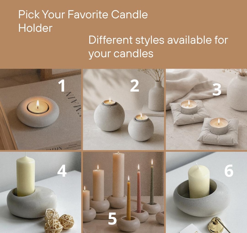 Concrete Candle Holder, Modern Holder for Neutral Decor