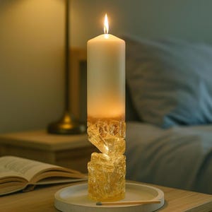 Luxury Crystal Decorative Pillar Candle Modern Home Decor Accent – Sculptural Statement Centerpiece for Elegant Interiors and Styling Spaces