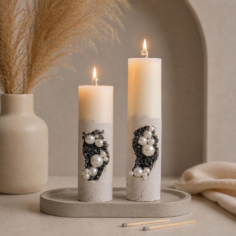 Pearl Candle for Elegant Table Decor and Wedding Centerpieces
