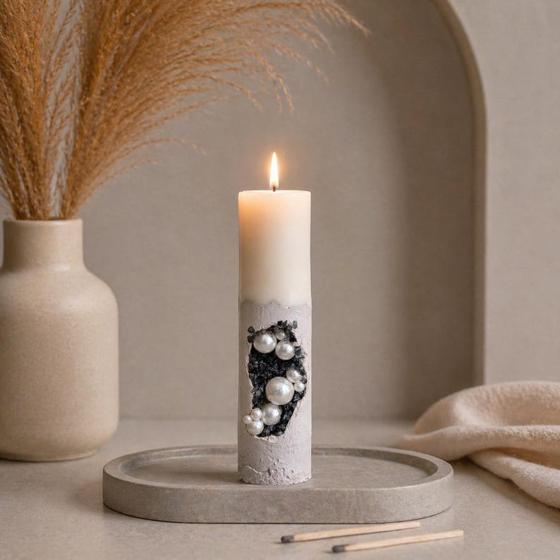 Pearl Candle for Elegant Table Decor and Wedding Centerpieces