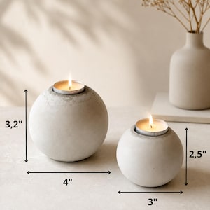 Round Tea Light Holder, Concrete Candle Holder for Table and Bathroom Decor