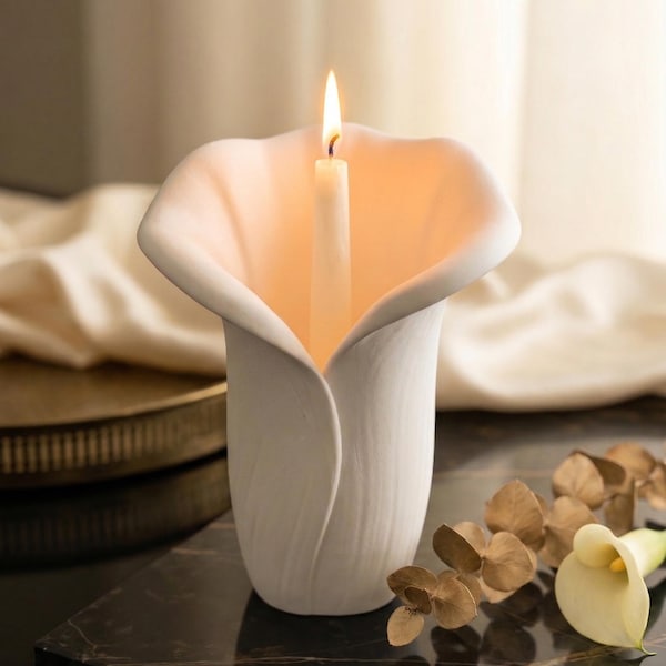 Calla Lily Candle, Flower Shaped Sculptural Candle for Modern Home Decor