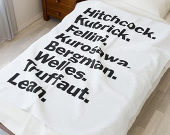 Manta personalizada de directores de cine, regalo personalizado para cinéfilos, manta para aficionados al cine de Hitchcock, Kubrick y Tarantino.
