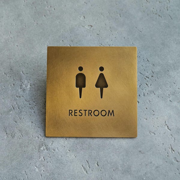 Custom Brass/Bronze Engraved Plaques, Brass WC Signs, Architectural, Commercial, and Historical Plaques, Restroom Signs, Vintage Brass Signs