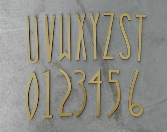 Individuelle Hausnummern aus Messing, Hausnummern aus massivem Messing, moderne Hausnummern, Hausnummern aus Metall, Beschilderung, Vintage Schilder aus Messing, Hausnummern