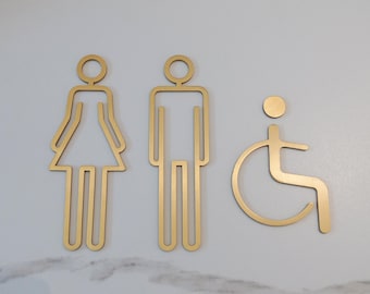 Custom Brass Restroom Signs, Funny Brass Restroom Signs, Restroom Signs, Modern Office Signs,Door Restroom Signs,Personalized Restroom Signs