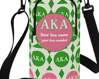 AKA Sorority Flaschenträger - Thermoskanne - Pinke und Grüne Tasche mit Gurt