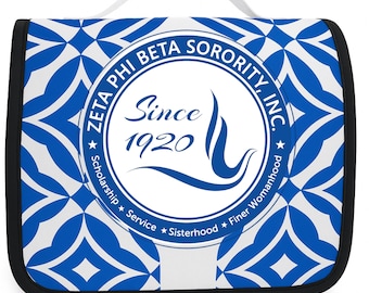Zeta Phi Beta Hanging Toiletry Bag: Sorority Travel Cosmetic Organizer
