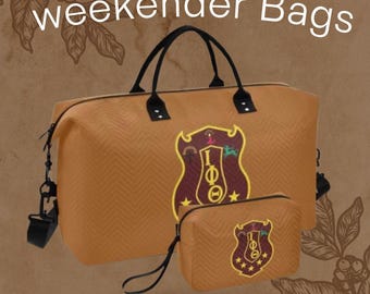Iota Phi Theta Weekender Bag Set, Fraternity Duffel + Free Toiletry Pouch, Overnight Travel Bag, Gift for Iotas