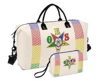 Order of the Eastern Star Weekender Bag Set, Travel Duffel, Cosmetic Case