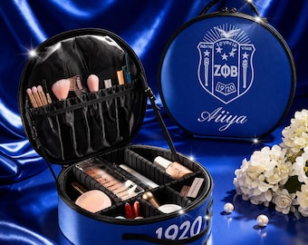 Nécessaire de viagem Zeta Phi Beta | Organizador de cosméticos personalizado Zeta | Presente para fraternidade | The Finer Touch