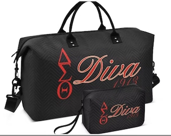 Delta Sigma Theta Diva 1913 Duffel Bag Set with Matching Cosmetic Bag