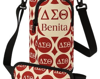 Delta Sigma Theta Water Bottle Carrier | Crimson & Cream Tumbler Sling Bag 40oz Cup Accessories personalized sorority gift