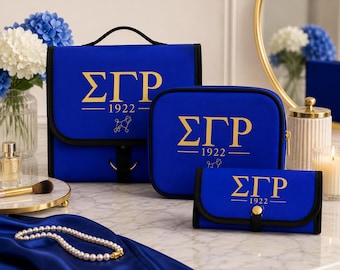 SGRho 3 Piece Cosmetic Bag Set | Hanging Toiletry Organizer | Travel Makeup Bag | Brush Holder | Personalized Gift