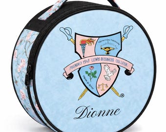Custom Floral Sorority Makeup Bag, Round Cosmetic Organizer, Greek Gift