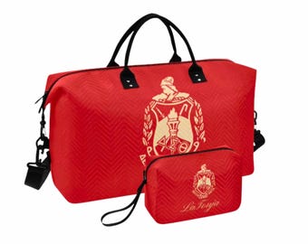 Delta Sigma Theta-plunjetas + GRATIS make-uptasje | Zomerreistassenset | Vrouwenstudentenclubbagage