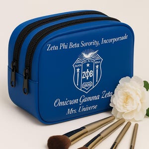 Zeta Phi Beta Sorority Custom Toiletry Bag – Finer Womanhood Travel Makeup Bag