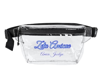 Zeta Amicae Script logo Transparent Fanny Pack | Clear PVC Waist Bag