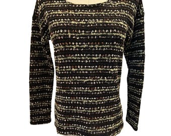 Pull VTG L multicolore Popcorn Retro Goth Preppy USA Y2K La Havane Textiles mélangés