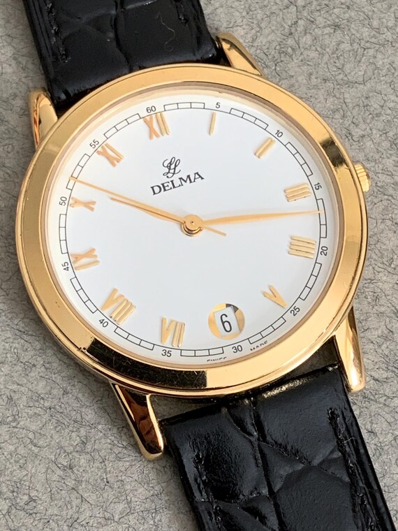 Montre Delma Of Switzerland Automatique - Cadran Champagne, Indicateur De Date - Occasion Restaurée