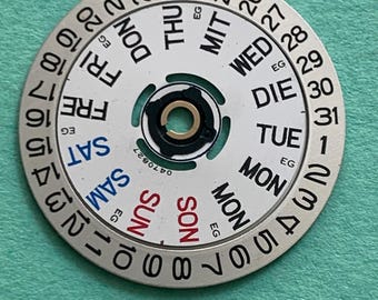 Seiko 5Y23 Day Date Wheel Set: Bilingual English Spanish, Franch 3 O'Clock