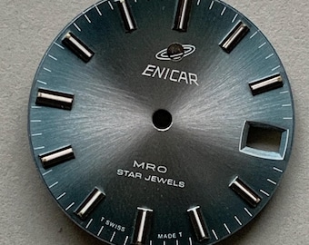 Enicar MRO Star Jewels Dial Ocean Blue Sunburst Original AR161 Swiss Vintage Watch Dial