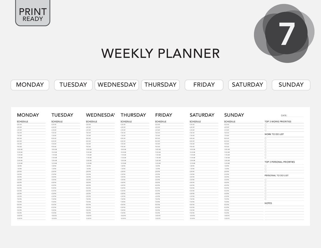 8.5x11 Schedule Page | Printable To-do List | Daily Planner - Etsy Canada
