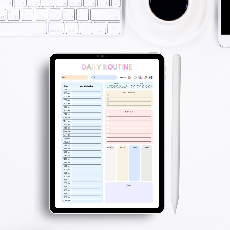 Daily Routine Tablet Daily Routine Planner, Goodnotes Template, Canva Editable (PDF) - Etsy ...