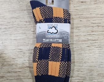 World’s Softest Team Collection navy + burnt orange fuzzy socks
