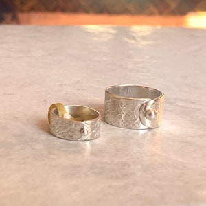 Handmade Argentium Silver Band Ring: Embossed Leaf Texture, Unisex
