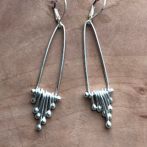Argentium Sterling Silver Triangle Dangle Earrings: Geometric Boho Chic
