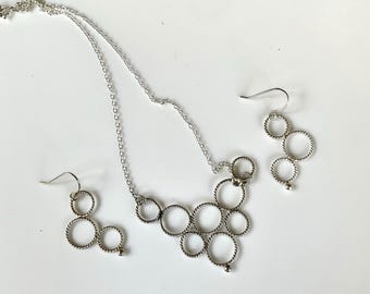 Handmade Argentium Silver Moissanite Necklace and Earrings Set
