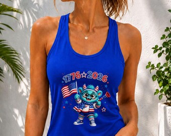 1776 Patriotic America Racerback Tank, Fourth of July Celebration Tee