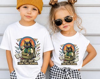 Funny Toddler First Day of School Cat Shirt Back to School